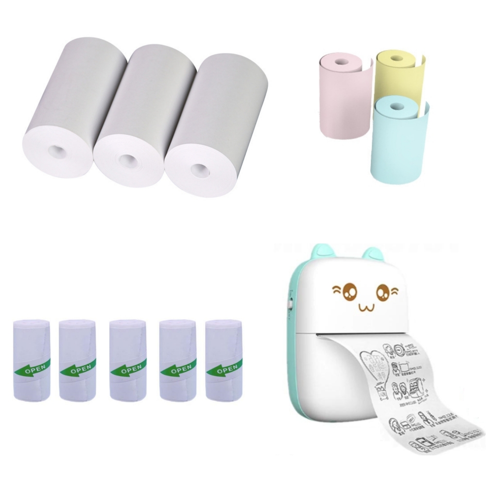Mini Pocket Thermal Printer Paper Roll - Stiker kertas termal 57x25MM Label kertas