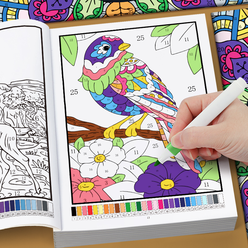 Adult Coloring Book Stress Relief - Buku Mewarnai dengan Angka untuk Dewasa
