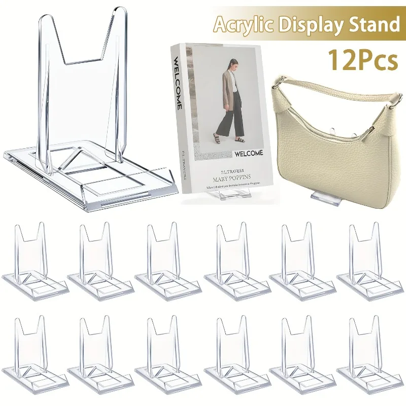Clear Acrylic Book Stand Holder - 5/12 buah Stand Display Akrilik Transparan