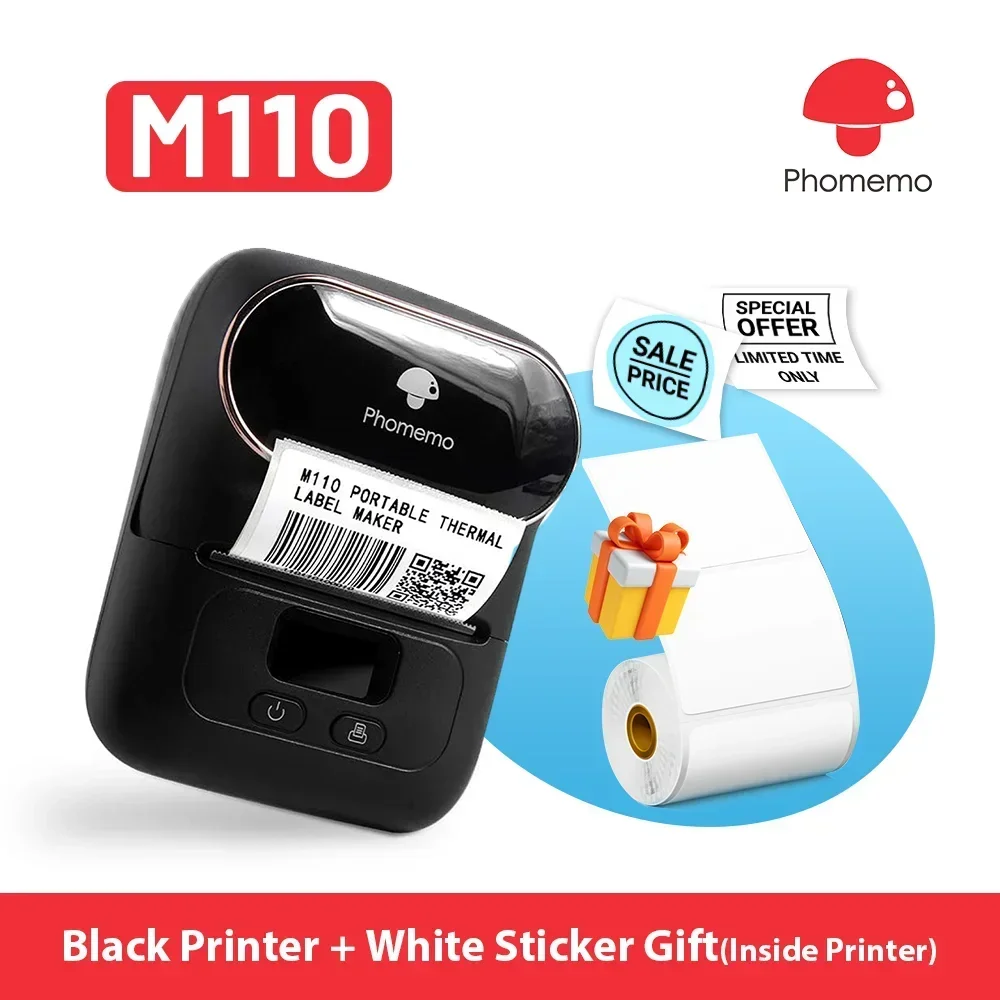 Mini Pocket Thermal Printer Paper Roll - Phomemo M110 Printer Mini portabel, mesin