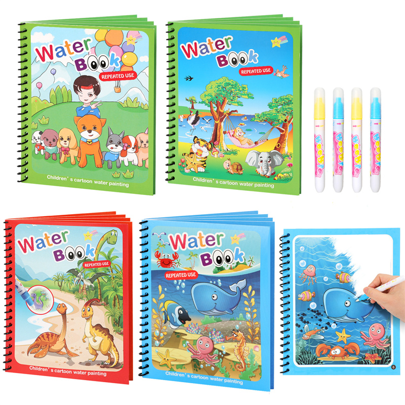Reusable Water Magic Coloring Book - Mainan Montessori dapat digunakan kembali buku