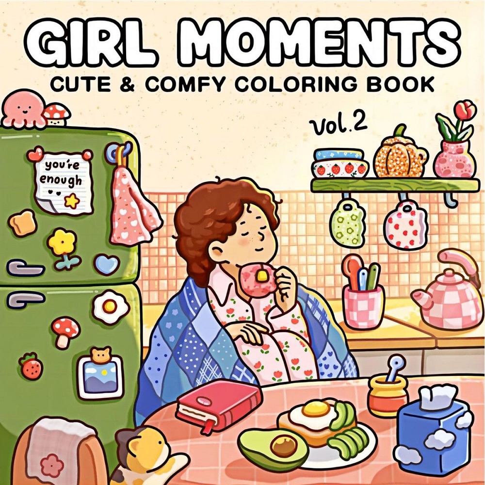 Adult Coloring Book Stress Relief - Girl Moments Buku Mewarnai Lucu &