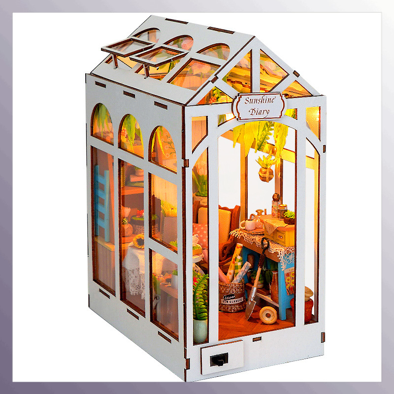Diy Wooden Book Nook Kit Shelf Insert - Kit Rak Buku Miniatur Kayu DIY