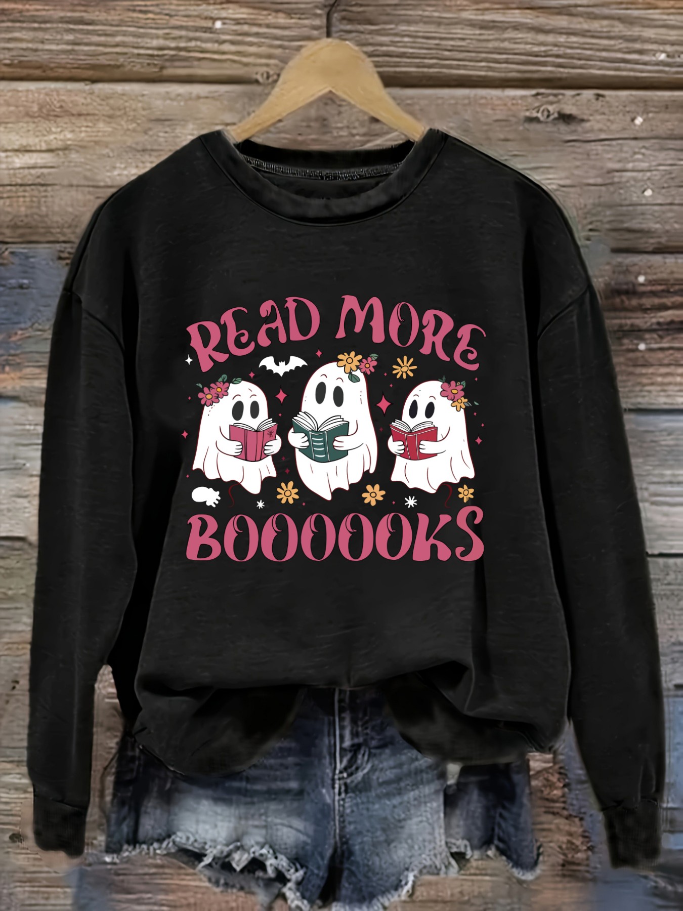 Books - Kaos Wanita Lengan Panjang Kasual Kerah