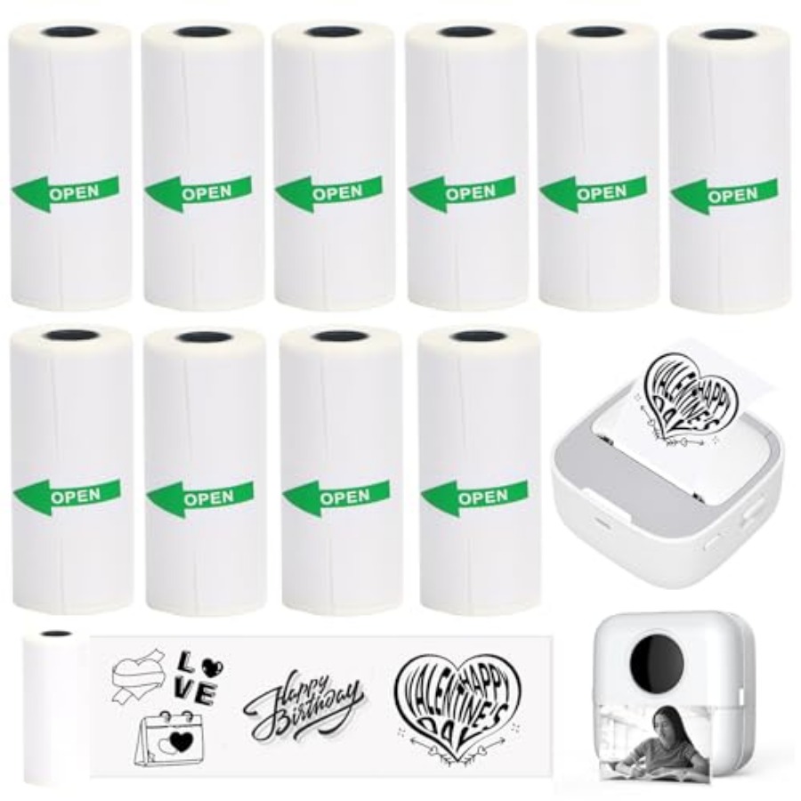 Mini Pocket Thermal Printer Paper Roll - 10 Gulungan Kertas Stiker Termal untuk