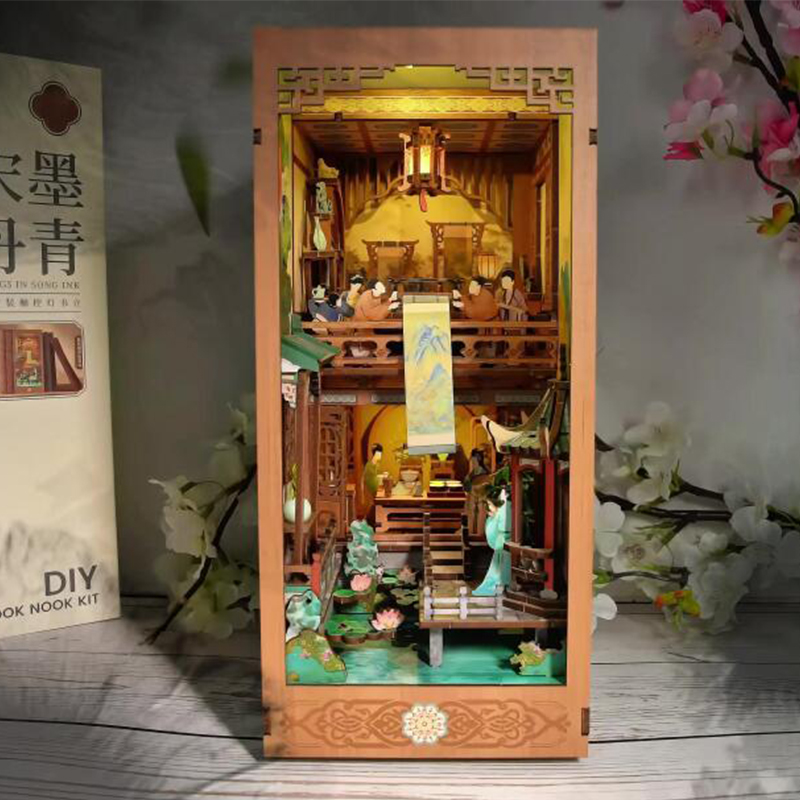 Diy Wooden Book Nook Kit Shelf Insert - Kit Sisipan Rak Sudut Buku Kayu