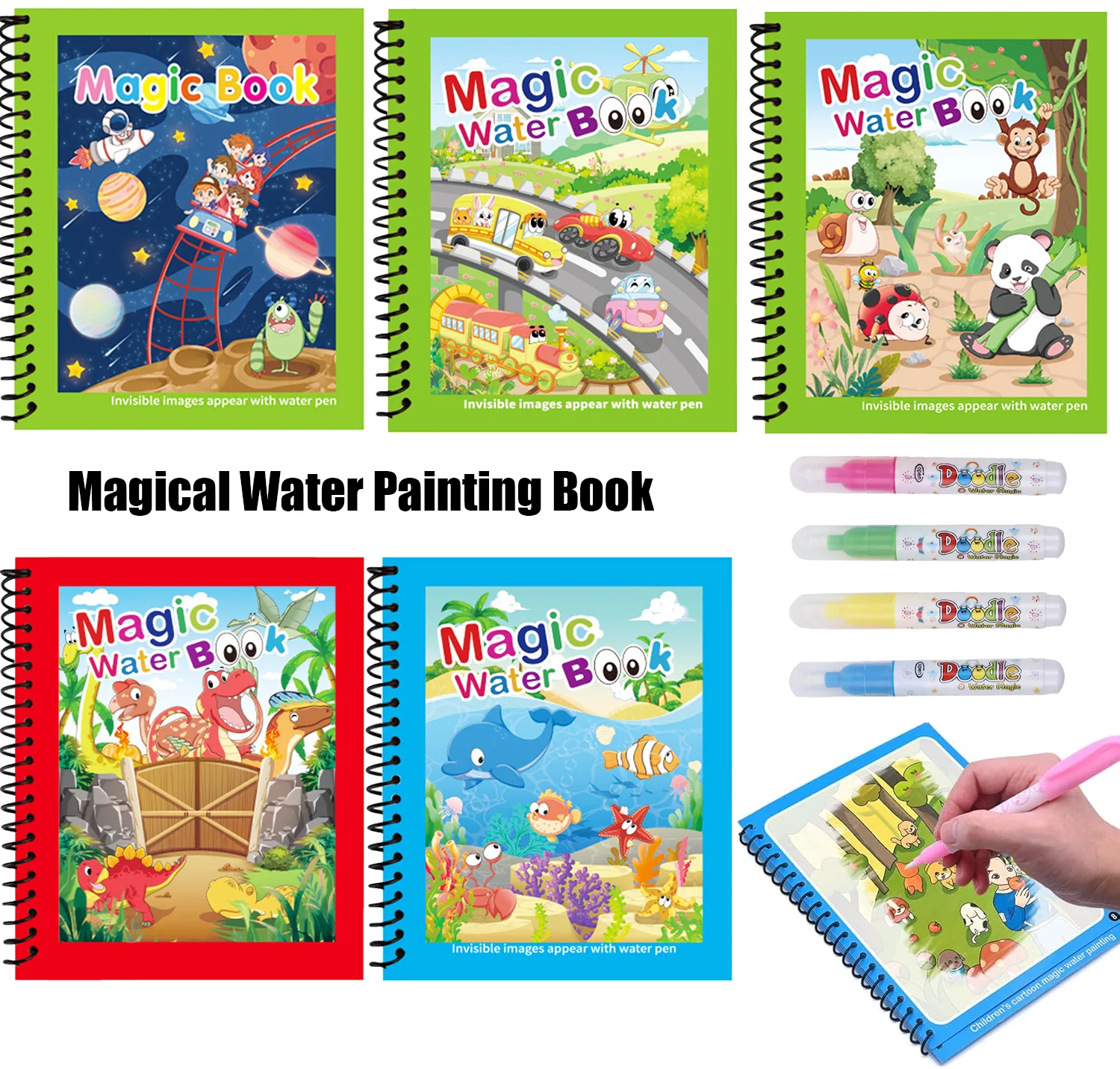 Reusable Water Magic Coloring Book - 1 Buah Buku Gambar Air Ajaib