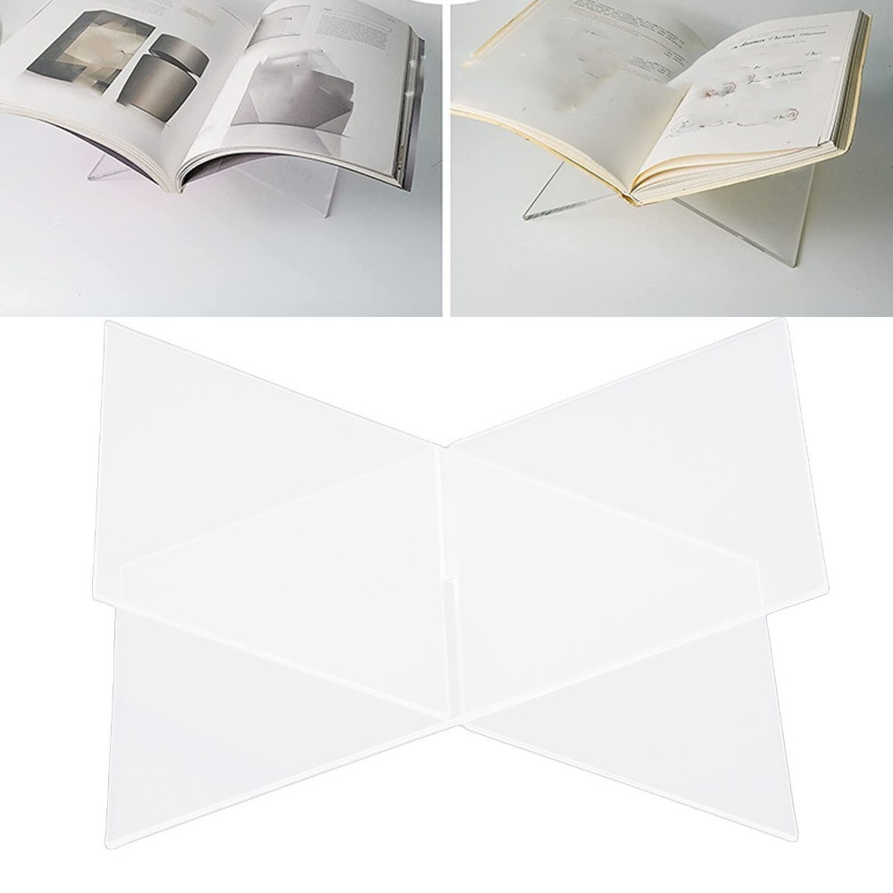 Clear Acrylic Book Stand Holder - 1set Penyangga Buku Akrilik Desain Bentuk