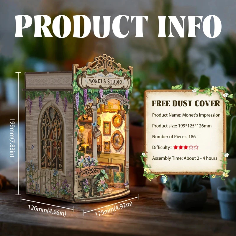 Rak Buku Studio Monet dari Kay - Diy Wooden Book Nook Kit Shelf Insert ulasan dan harga