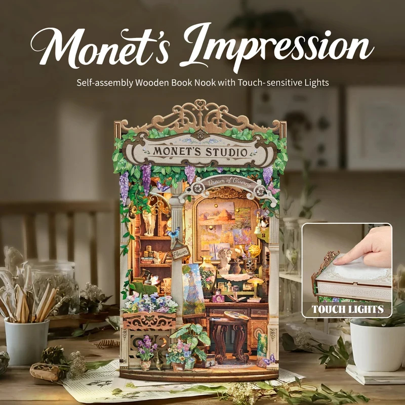 Rak Buku Studio Monet dari Kay - Diy Wooden Book Nook Kit Shelf Insert ulasan dan harga