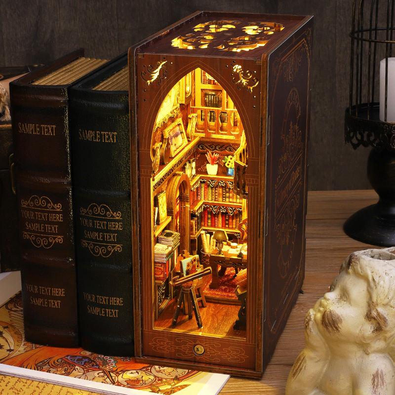 Kit Rak Buku DIY 3D Puzzle Kay - Diy Wooden Book Nook Kit Shelf Insert ulasan dan harga