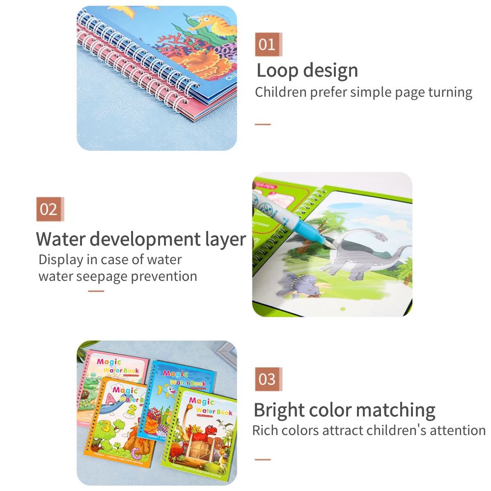 Buku ajaib gambar air mainan m - Reusable Water Magic Coloring Book ulasan dan harga