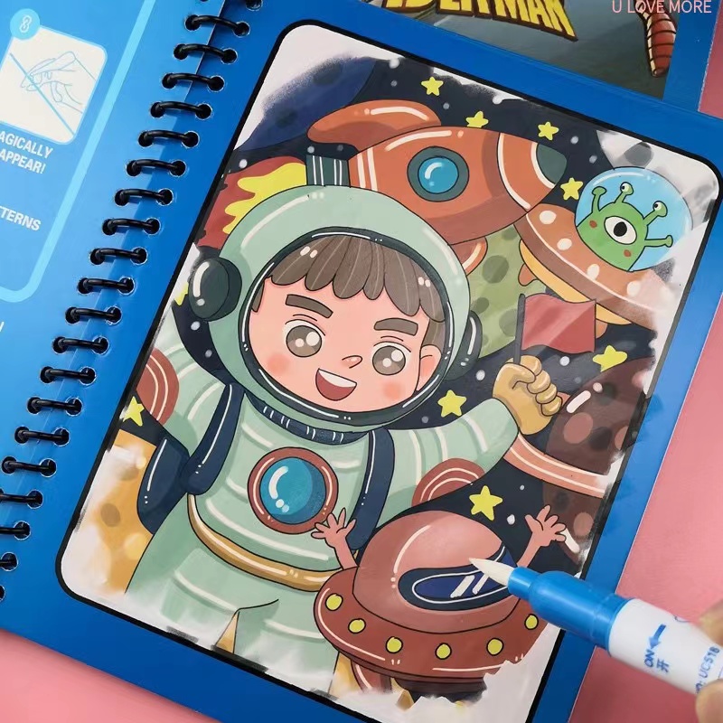 1 buah buku ajaib gambar air m - Reusable Water Magic Coloring Book ulasan dan harga