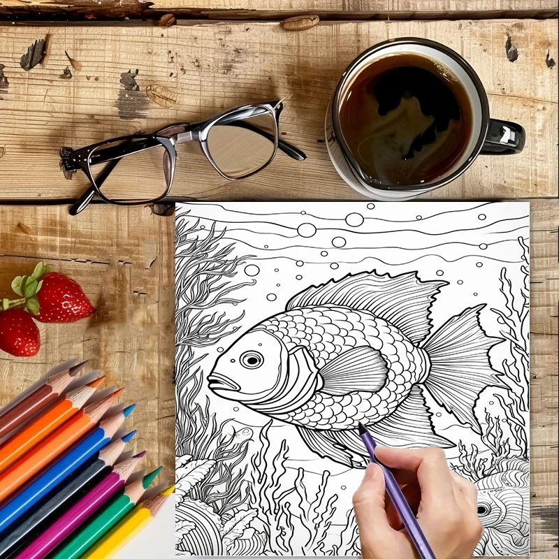 Buku Mewarnai Bawah Air Musim  - Adult Coloring Book Stress Relief ulasan dan harga