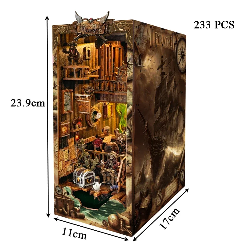 Miniatur DIY Kayu Kit Model Si - Diy Wooden Book Nook Kit Shelf Insert ulasan dan harga