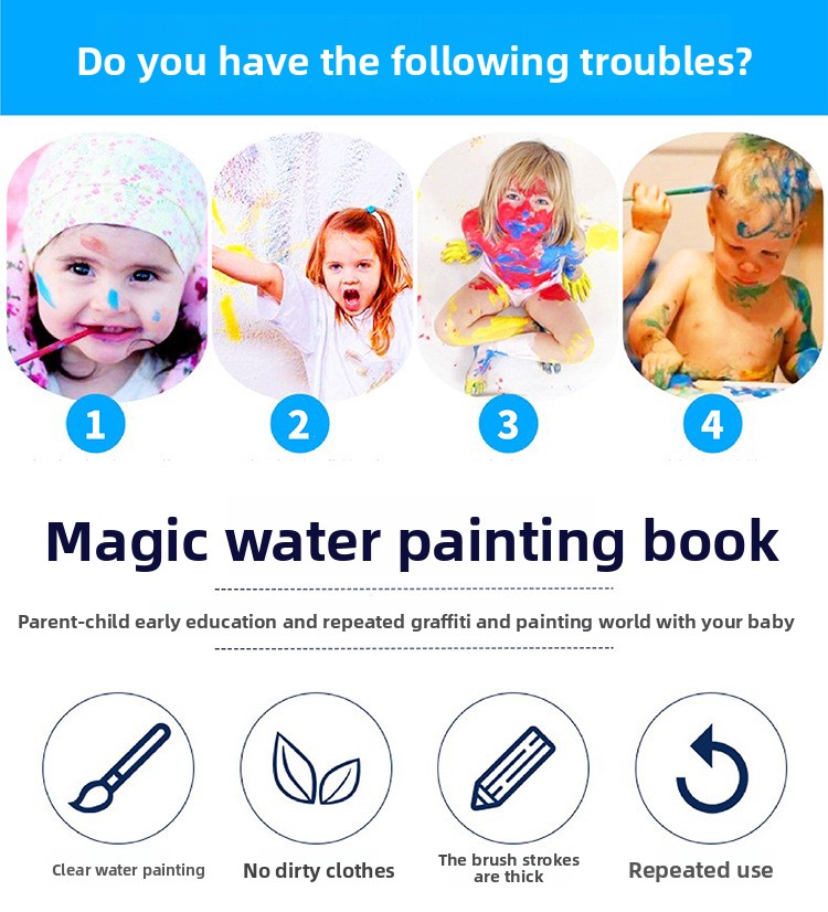 1 Buku + 1 Pena Buku Mewarnai  - Reusable Water Magic Coloring Book ulasan dan harga