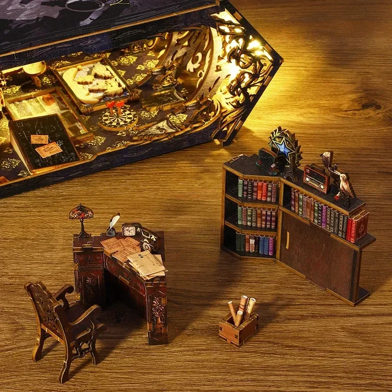 Rak Buku Miniatur Kayu DIY Ret - Diy Wooden Book Nook Kit Shelf Insert ulasan dan harga