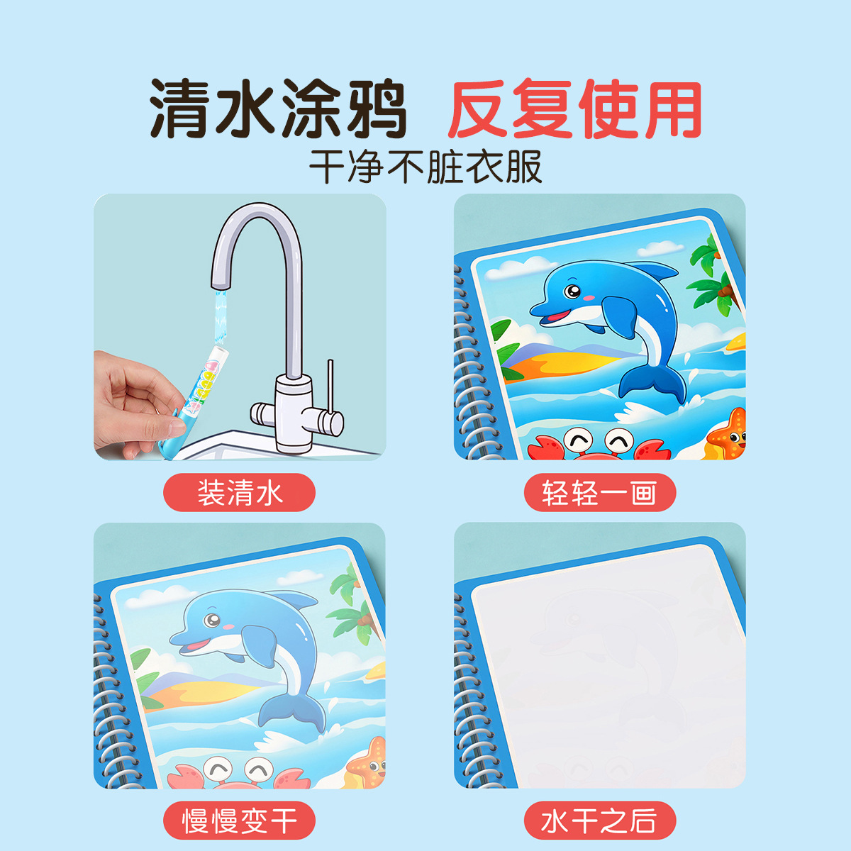Buku Gambar Ajaib dengan Air u - Reusable Water Magic Coloring Book ulasan dan harga