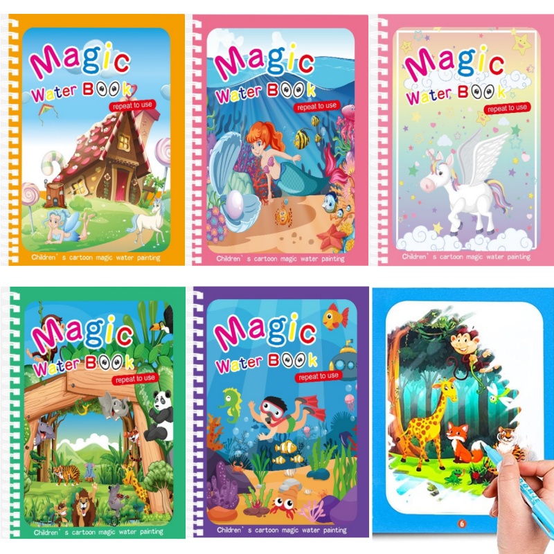 Buku gambar air ajaib anak-ana - Reusable Water Magic Coloring Book ulasan dan harga